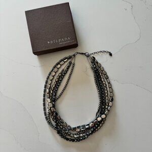 Silpada Sterling Grey Black Stone Bead Necklace N1936